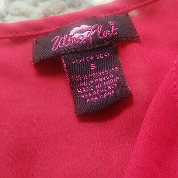 Sheer Red Flowy Tunic Style Blouse - Picture 3 of 8